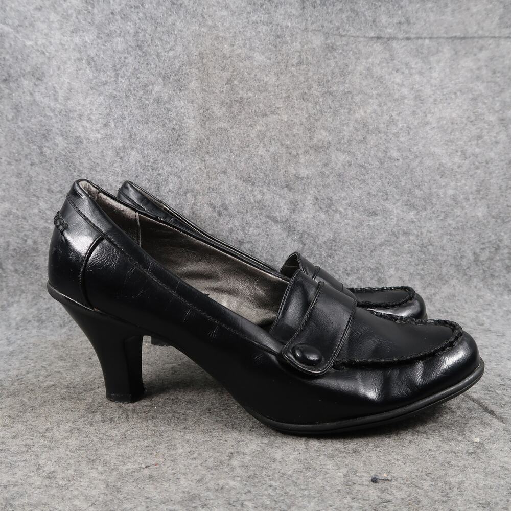 Madeline Stuart Shoes Womens 8.5 Heels Pumps Black Loafer Moc Toe Classic Y2k